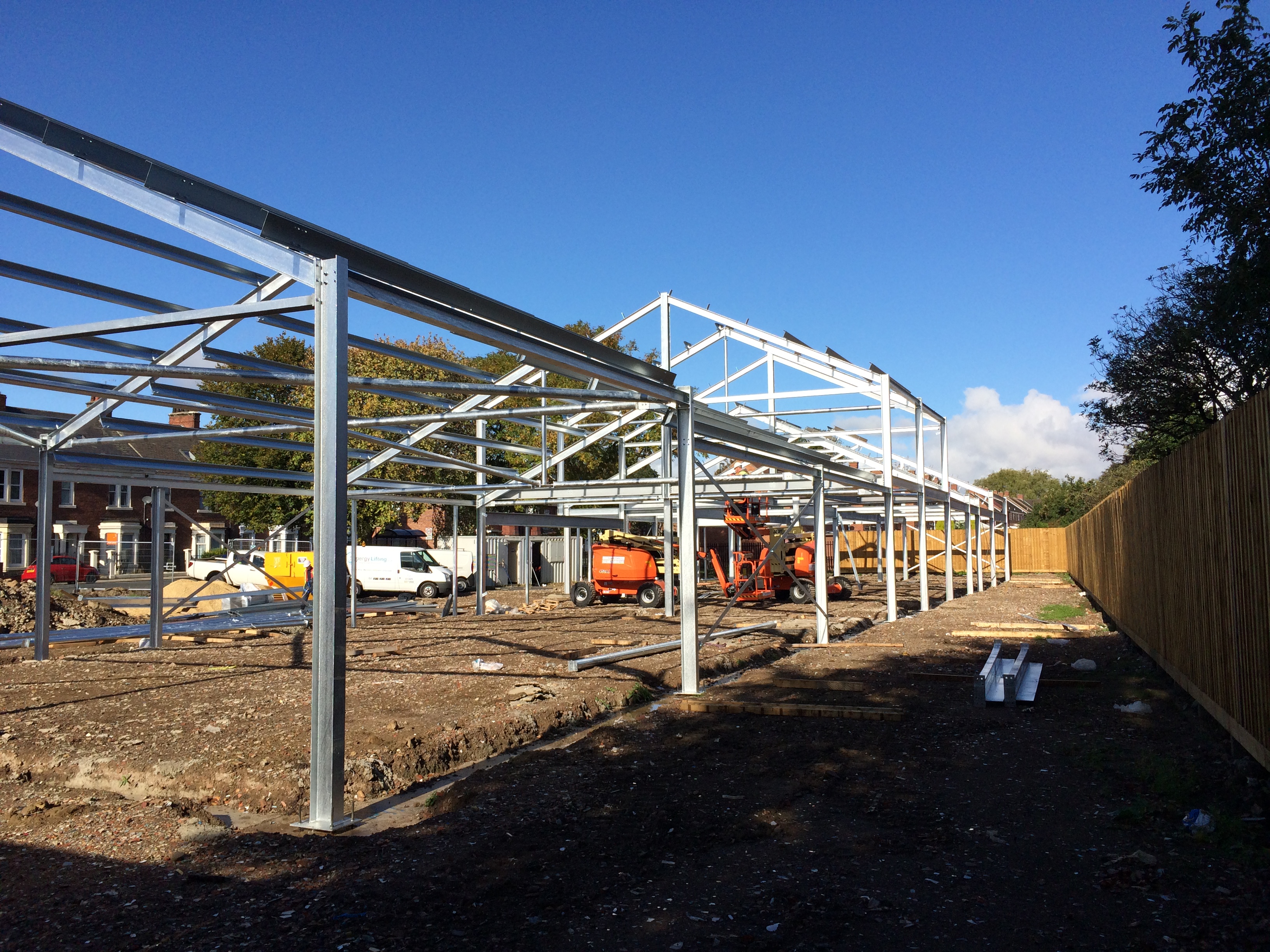 Structural steel frame for retail development Wallsend, Newcastle